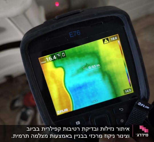 מד חום תרמי מציג טמפרטורות שונות על מסך